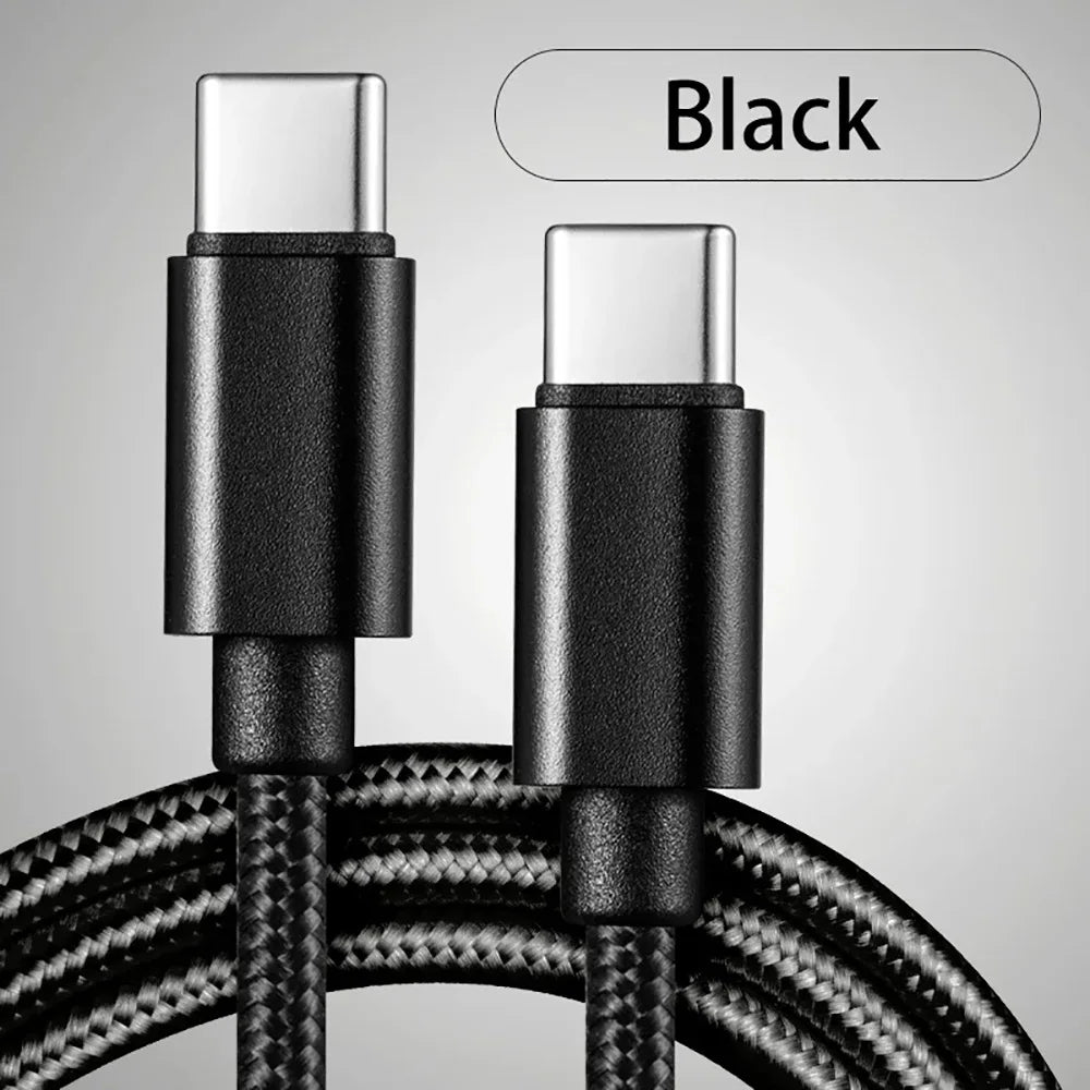 66W Usb C Fast Charging Cable Nylon Braided 1m 2m 3m Type C To Type C Dual PD Data Cord for Iphone 15 16 Pro Max Samsung Xiaomi