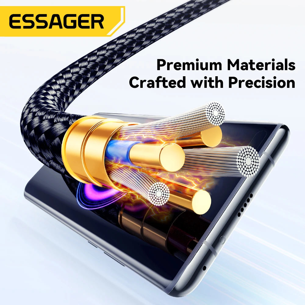 Essager 7A USB Type C Cable For Realme Huawei P40 Pro 100W Fast Charging Wire USB-C Charger Data Cord For Samsung Xiaomi Poco F3