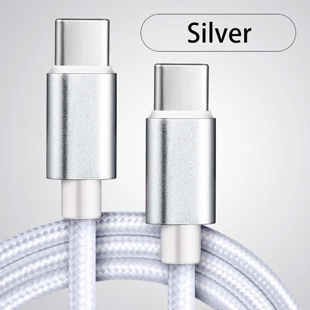 66W Usb C Fast Charging Cable Nylon Braided 1m 2m 3m Type C To Type C Dual PD Data Cord for Iphone 15 16 Pro Max Samsung Xiaomi