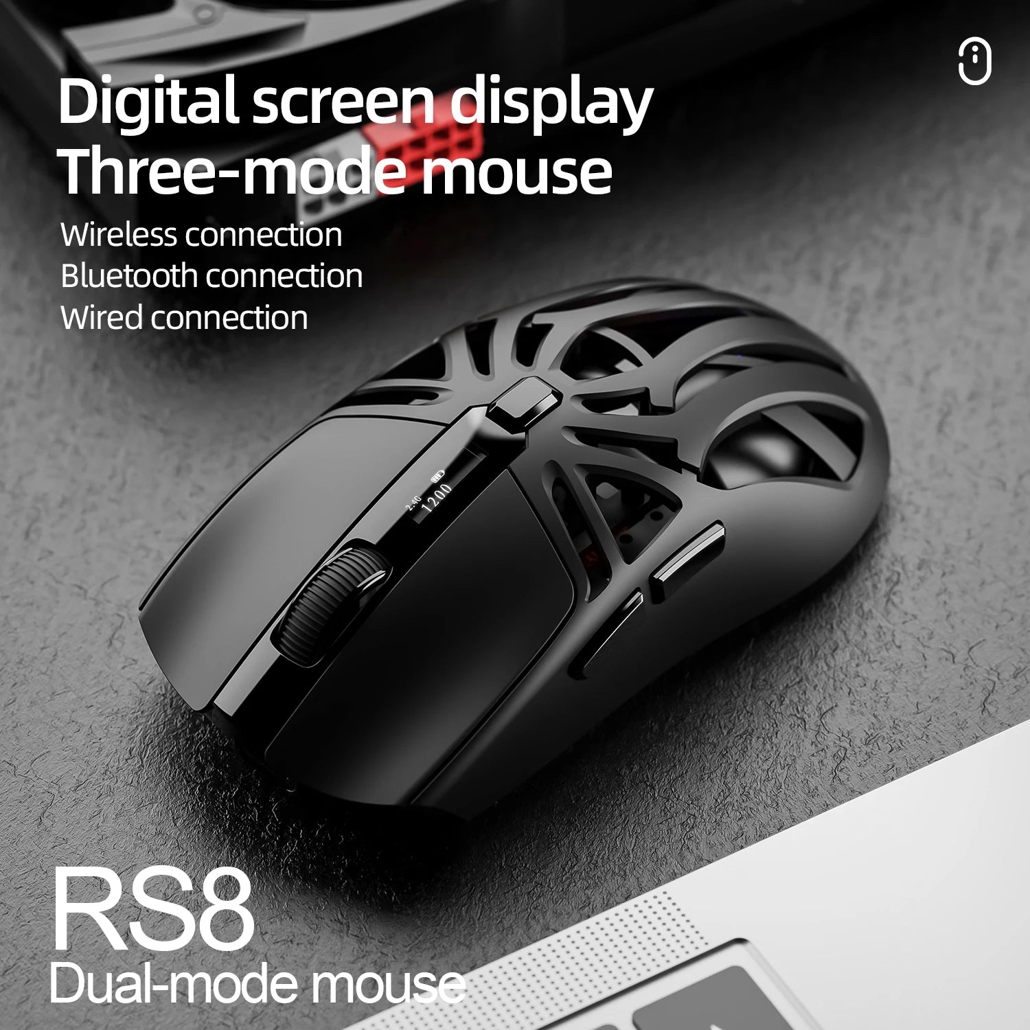 SmailWolf RS8 Bluetooth wireless 2.4g gaming mouse triple-mode lightweight e-sports gaming 1K return rate 10000DPI computer