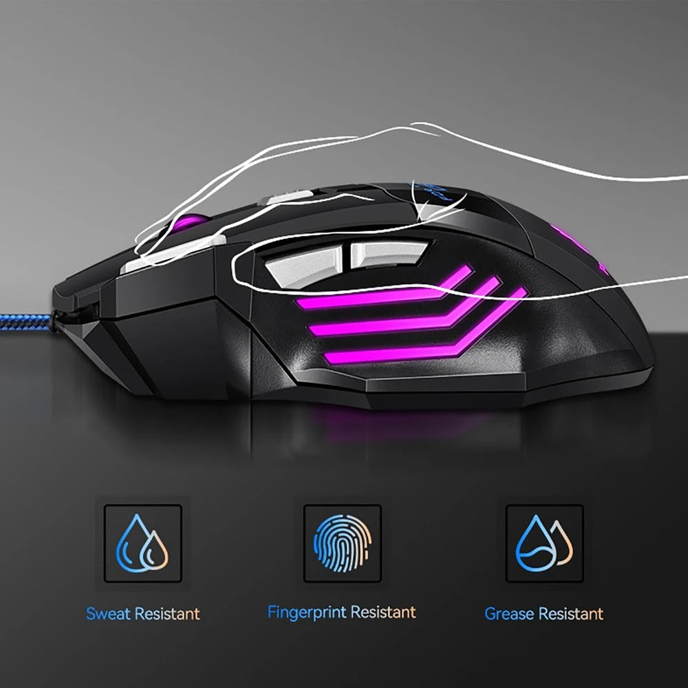 Professional Wired Gaming Mouse 7 Button Ergonomic USB Optical Mice 5500 DPI Backlight Adjustable for PC Gamer Computer Desktop