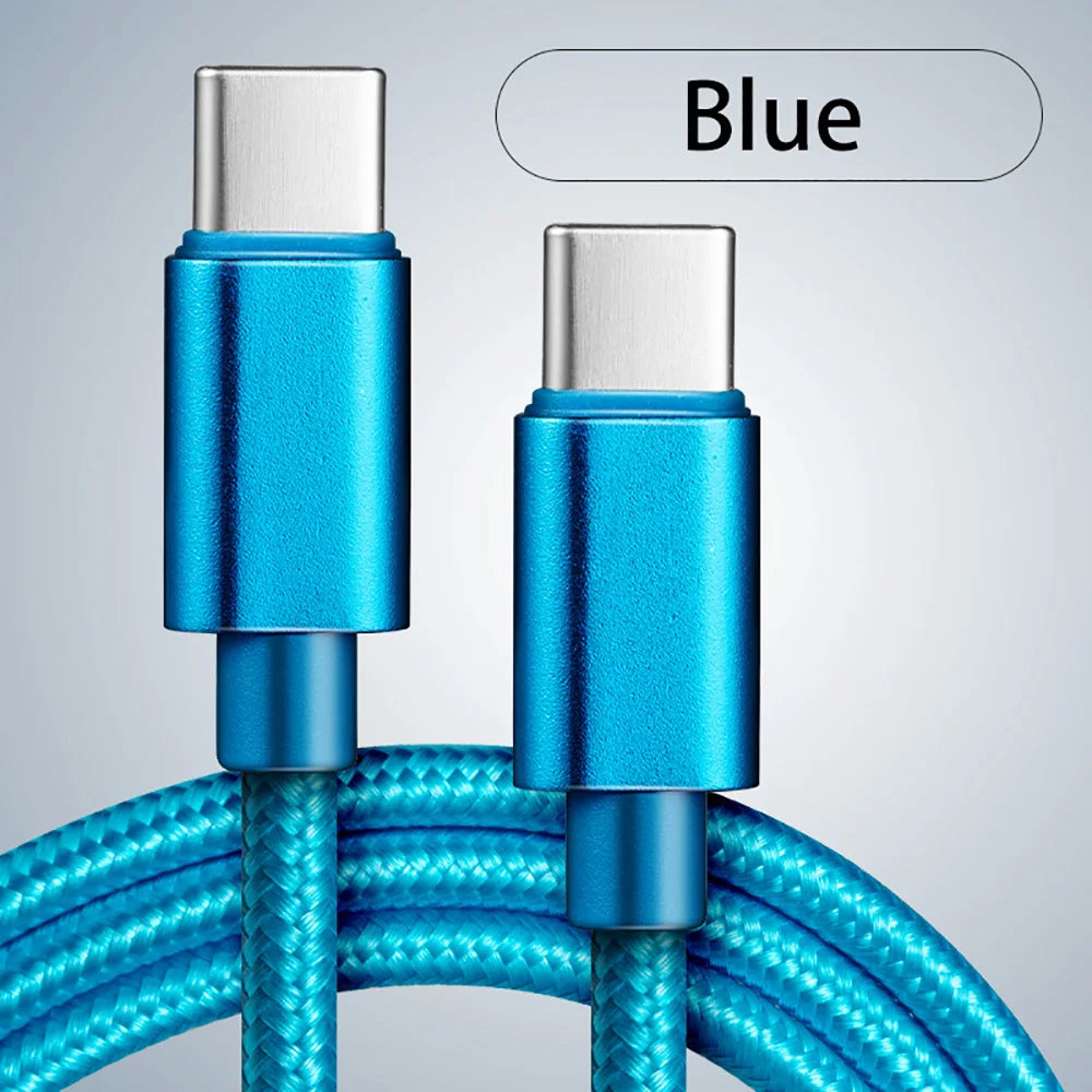 66W Usb C Fast Charging Cable Nylon Braided 1m 2m 3m Type C To Type C Dual PD Data Cord for Iphone 15 16 Pro Max Samsung Xiaomi