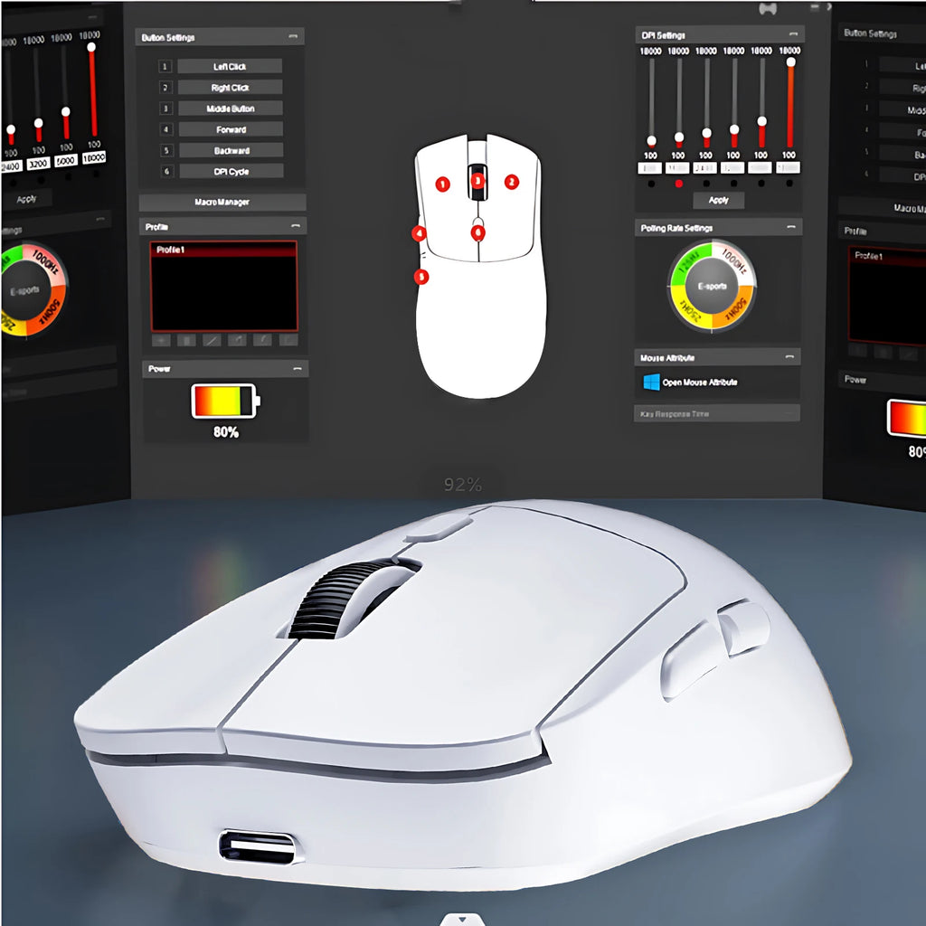 M348 Superlight Mouse Bluetooth 2.4G Wireless Gaming Mouse Flagship Chip Gaming Sensor 6 Adjustable DPI for Office Game