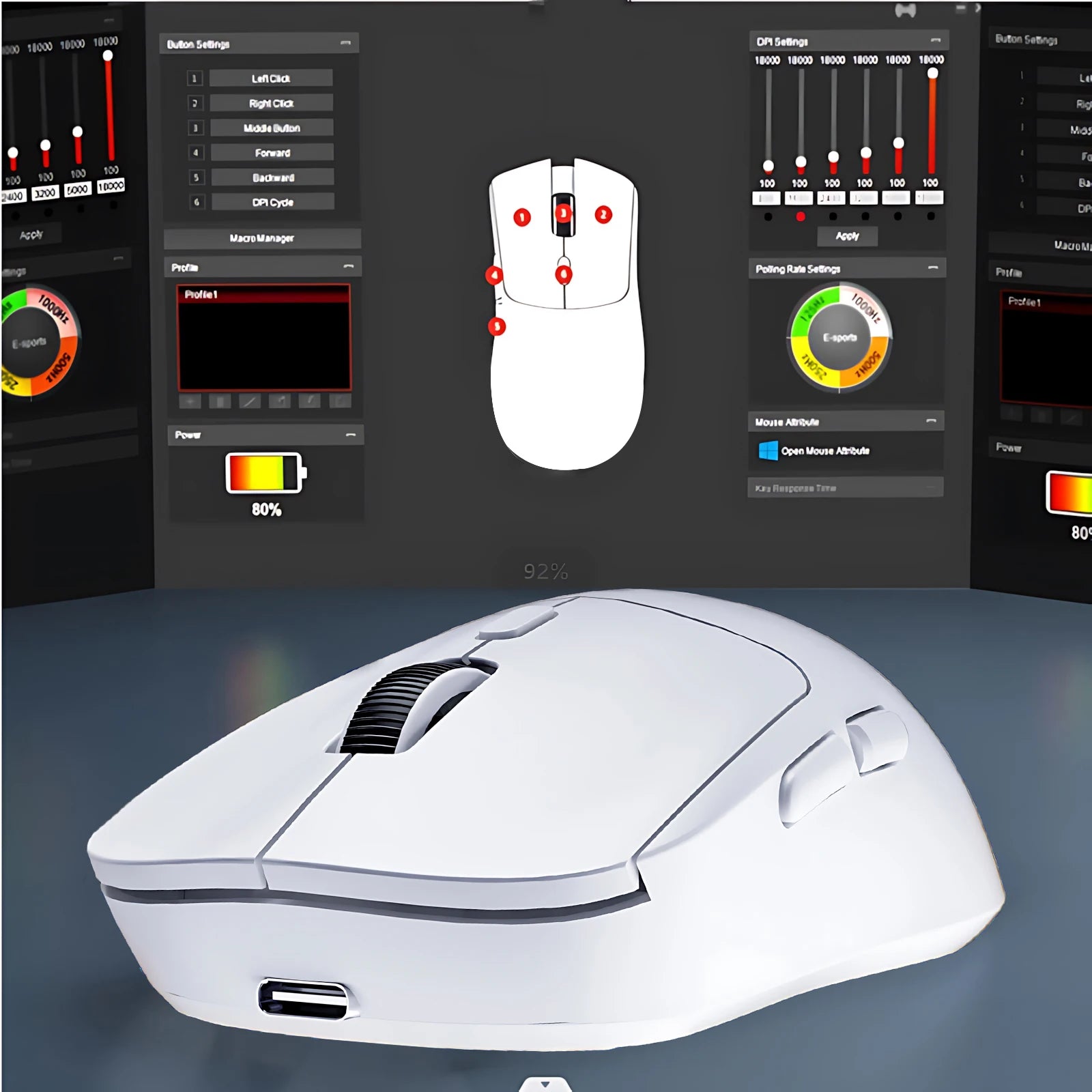 M348 Superlight Mouse Bluetooth 2.4G Wireless Gaming Mouse Flagship Chip Gaming Sensor 6 Adjustable DPI for Office Game