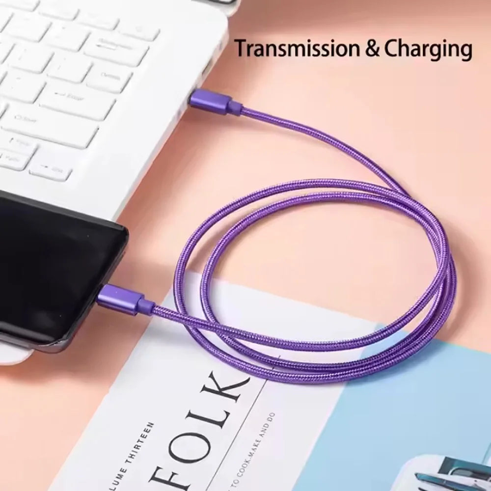 66W Usb C Fast Charging Cable Nylon Braided 1m 2m 3m Type C To Type C Dual PD Data Cord for Iphone 15 16 Pro Max Samsung Xiaomi