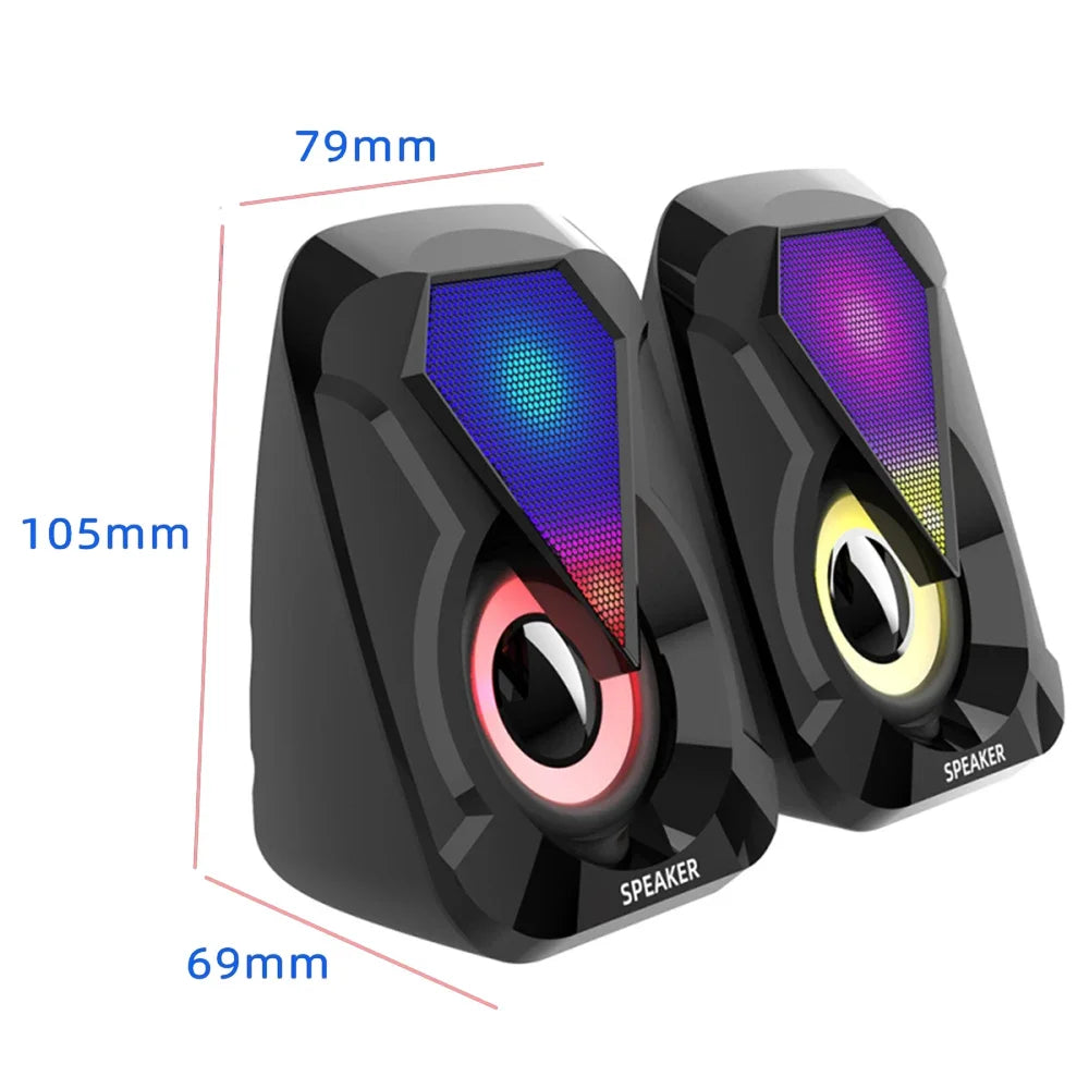 Computer Speakers For PC Desktop Smartphone Laptop with Subwoofer LED Colorful Lighting Home Theater System USB Wired SoundBox