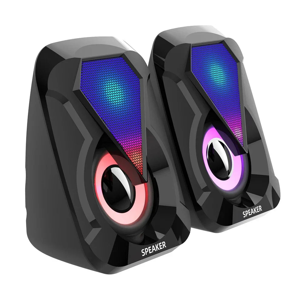Computer Speakers For PC Desktop Smartphone Laptop with Subwoofer LED Colorful Lighting Home Theater System USB Wired SoundBox