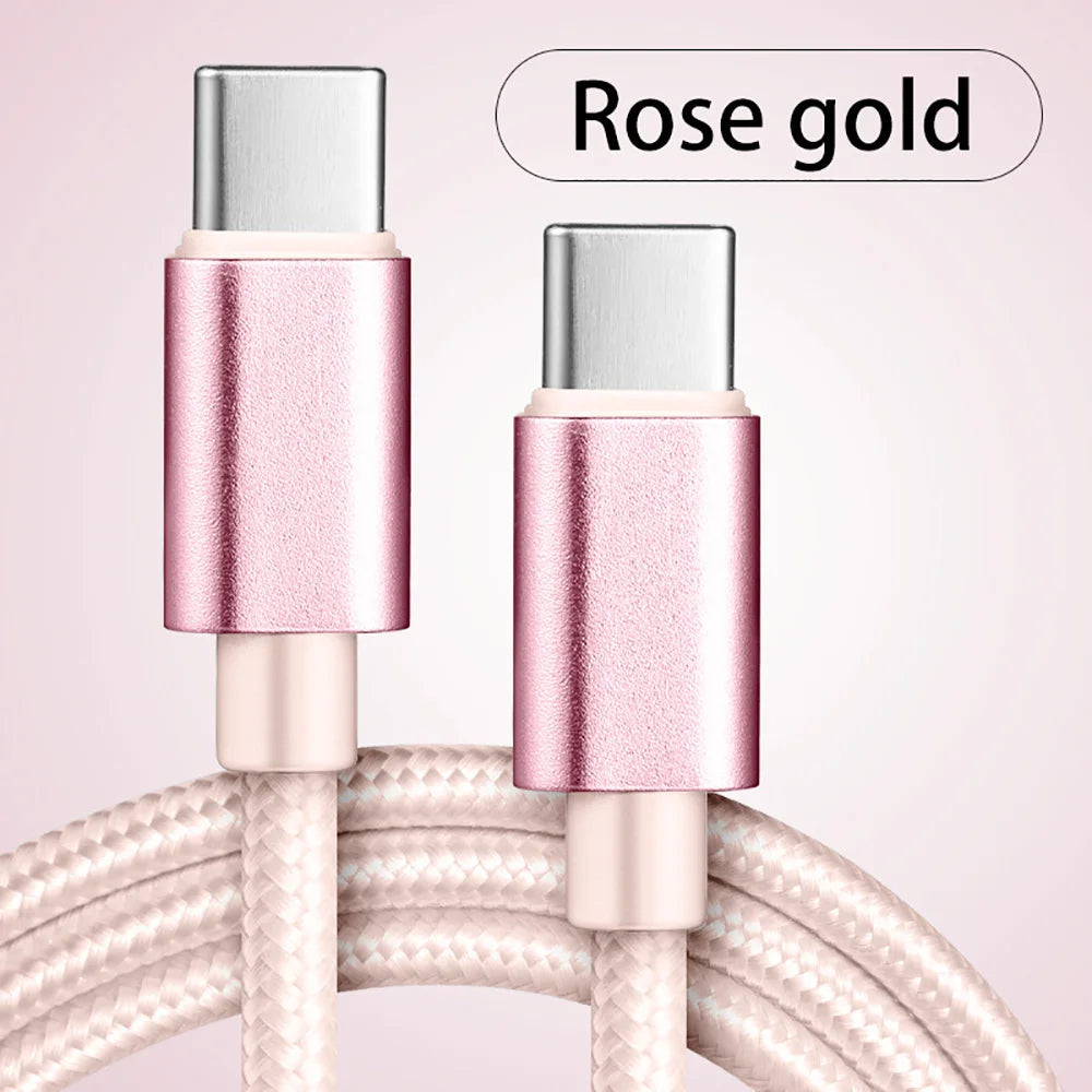 66W Usb C Fast Charging Cable Nylon Braided 1m 2m 3m Type C To Type C Dual PD Data Cord for Iphone 15 16 Pro Max Samsung Xiaomi