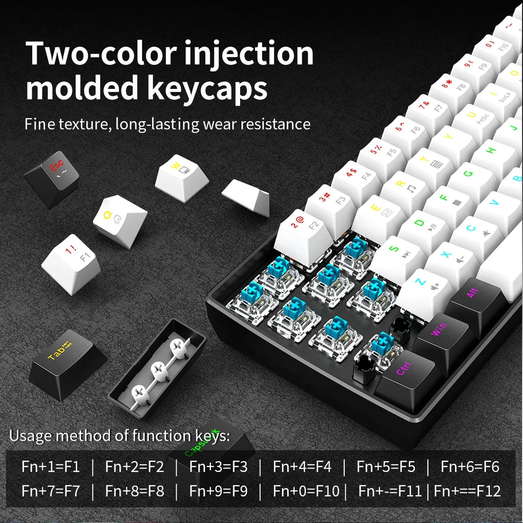 60% Wired Gaming Mechanical Keyboard RGB Backlit Ultra Compact Mini Layout for PC/Mac Gamers And Typists Easy Travel Design