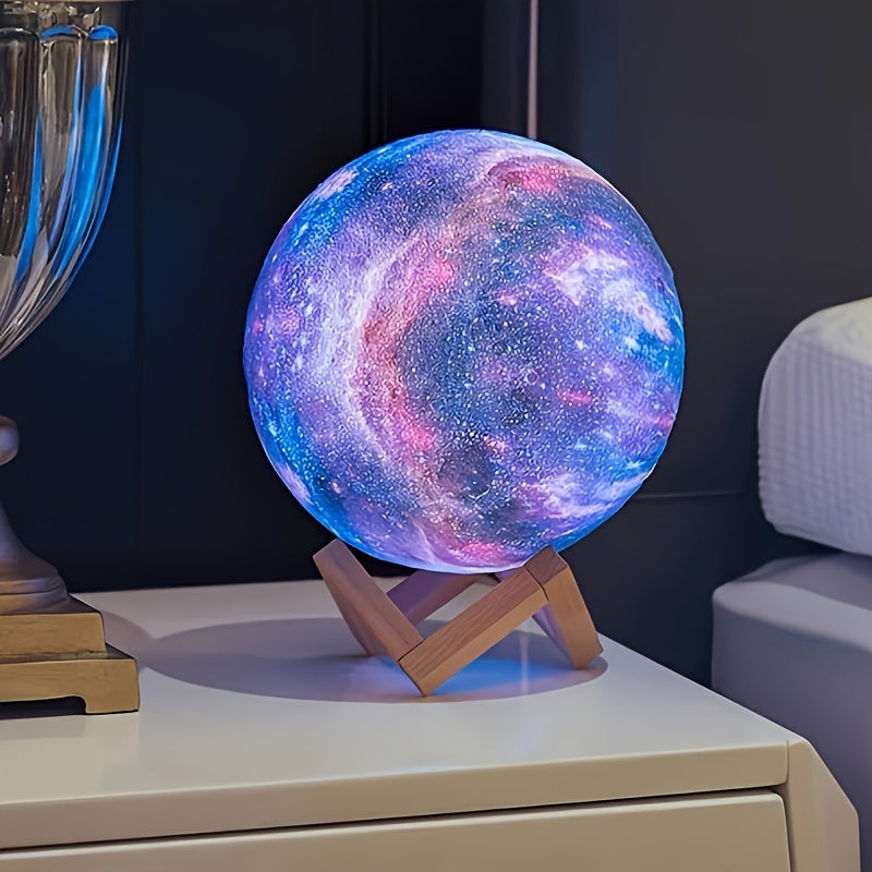 16 Inch Colorful Ball Moon LED Night Light - Night Lights with 16 Colors Adjustable, Remote Control, USB Plug, Solid Wood Stand, and Unique 3D Design - Perfect Birthday Gift for Bedroom Home Decor
