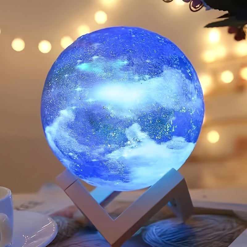 16 Inch Colorful Ball Moon LED Night Light - Night Lights with 16 Colors Adjustable, Remote Control, USB Plug, Solid Wood Stand, and Unique 3D Design - Perfect Birthday Gift for Bedroom Home Decor